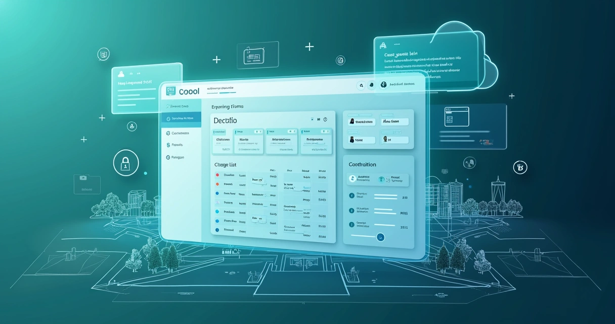 Painel de controle de matrículas em nuvem com formulários digitais e integrações visíveis
