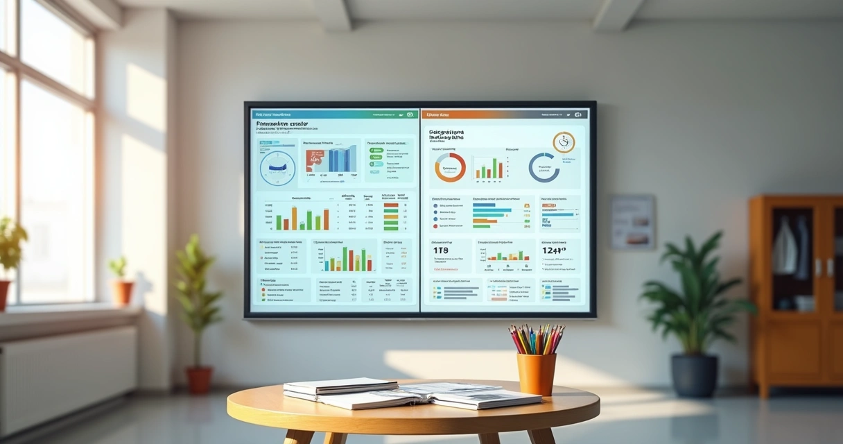 Quadro de escolha exibindo sistema financeiro escolar e ERP lado a lado