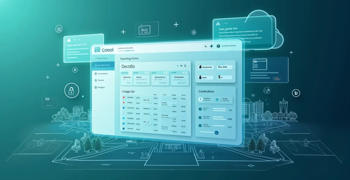 Painel de controle de matrículas em nuvem com formulários digitais e integrações visíveis