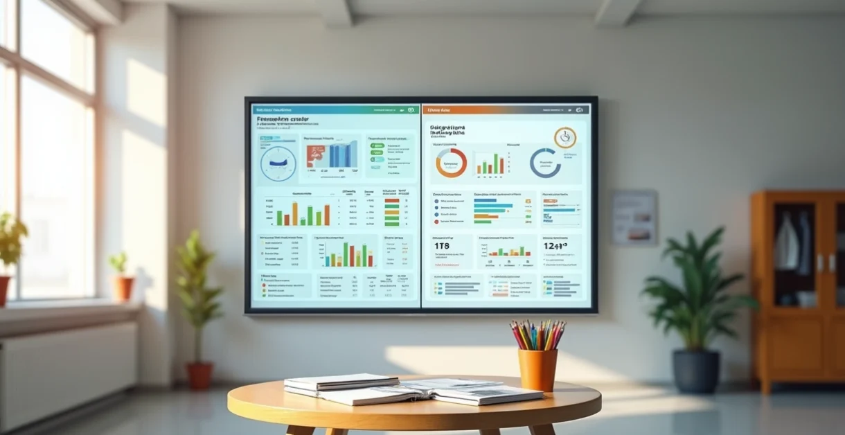Quadro de escolha exibindo sistema financeiro escolar e ERP lado a lado